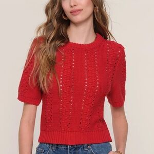 Heartloom Bobbi sweater top, red size XS, short sleeves knit relaxed fit